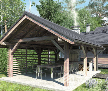 Навес из бруса для барбекю №88 - фото 1075